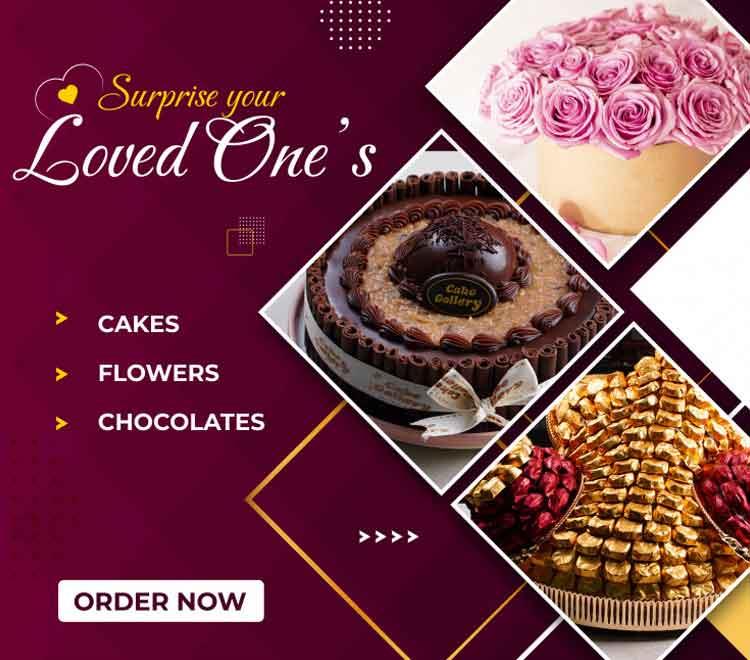 CAKE AND FLOWER BOUQUE COMBO