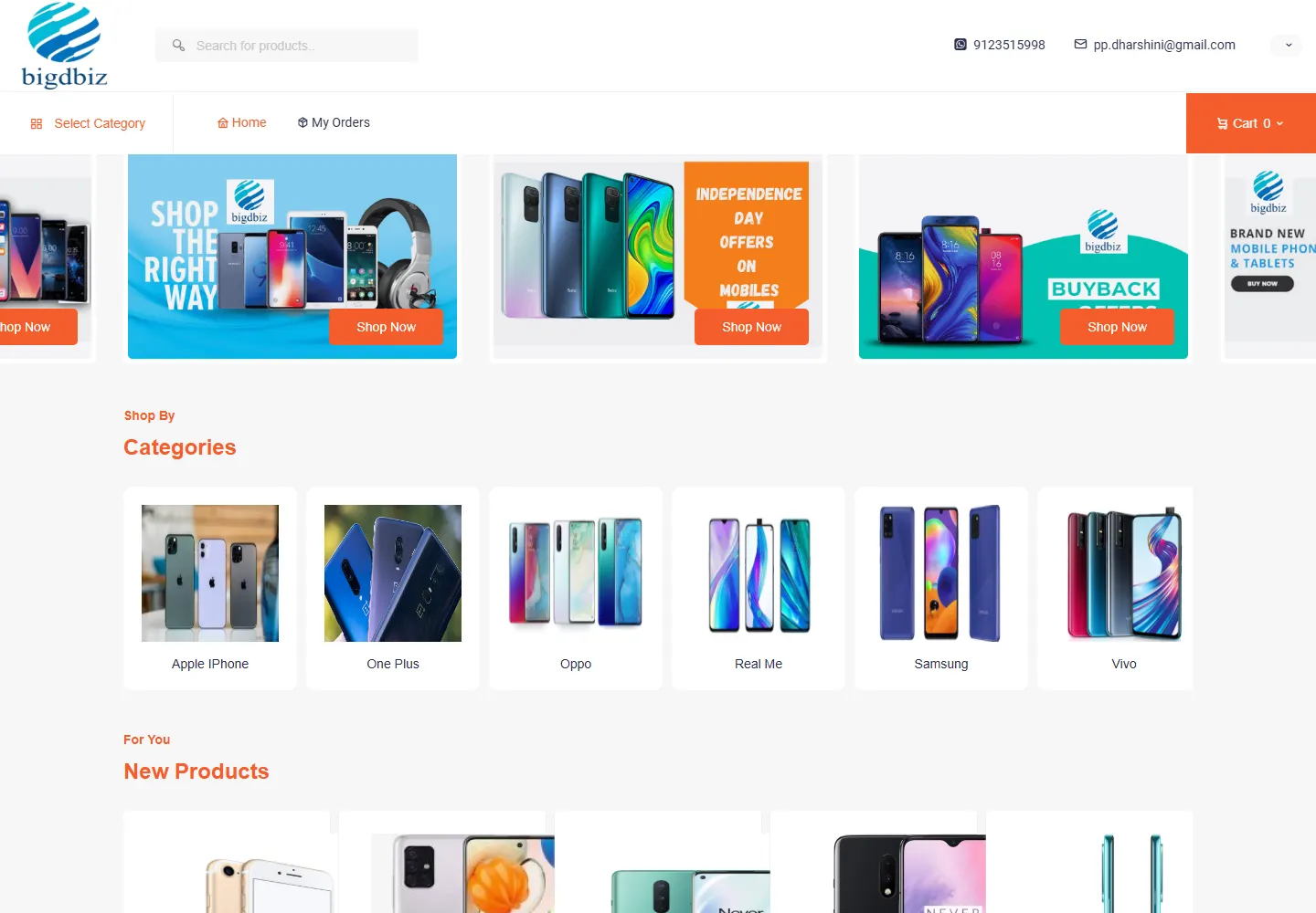 Live mobile and electronics storefront organised by brands such as Apple, Samsung and Oppo