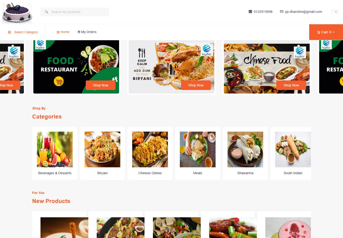 Live restaurant storefront showing biryani, meals, beverages and South Indian categories